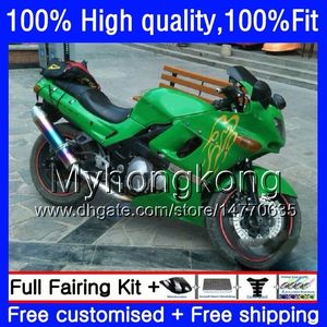 Injektion för Kawasaki ZZR-400 ZZR600 ZZR400 93 95 96 97 98 99 54HM.36 ZZR 400 600 1993 1994 1995 1996 1997 1998 1999 Fairings Factory Green