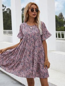 Allover Print Ruffle Smock Klä henne