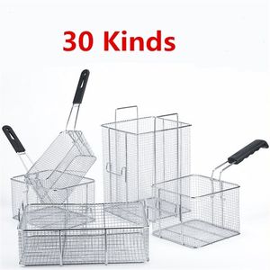 30 kinds Stainless steel fryer screen French fries frame square filter net encrypt colander strainers shaped Frying mesh basket T22540