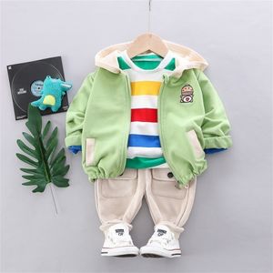 Spring Autumn Outfits Baby Girls Clothing Sets Cute Infant Cotton Suits Hooded Zipper Jacket T Shirt Pants Boys Kids Tracksuit 201031