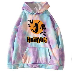 2021 Япония аниме Haikyuu Cosplay Hoodie Karasuno Высшая школа Пуловер с капюшоном Куртка Sportswear H1227