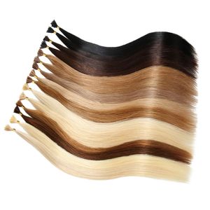 Wholesale Pre-bonded Hair Extensions Nano Ring I Tipped Extension Hair 50strands/lot Black Dark Brown Blonde Color Free Shipping Cheap