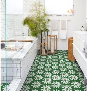 Nordic Green Tiles Hexagonal Flower Brick Små Fresh Kitchen Balkong Blommor Skiva Badrumsvägg och Golvplattor