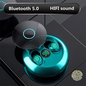 Cuffie wireless TWS Auricolari Bluetooth 5.0 Mini Invisible HIFI Stereo Cuffie sportive impermeabili LED Touch Auricolari con microfono
