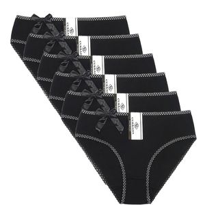 Currada 6pieces / Lot Black Panties Plus Storlek Bomull Underkläder Kvinnor Briefs Underkläder Solid Panty Kvinna Intima XXL XXXL XXXXL 220311