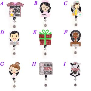 1pc / 5pcs / 10st Cute Retractable Rhinestone Enam Animal Cows Hero Black Nurse Badge Reel Holder för dekoration