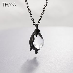 Thaya 40cm Non più dolore Collana fatta a mano in cristallo bianco Collana in argento sterling 925 con scala leggera per regalo di gioielli da donna Q0531