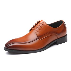 38-48 Autumn Lace-Up Men Leather Shoes Italian Vintage Formal Dress Shoes Business Office Wedge Big Size Loafers Wedding Oxfords