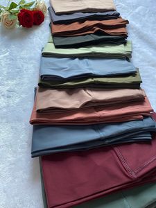 Pantaloni da yoga da donna in tessuto tinta unita in lycra Leggings da palestra a vita alta Pantaloni sportivi da esterno elastici Fiess Lady 891