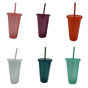 Summer Water Cup 710ml Plastic Drinking Bottles with Straws Birthday Wedding Party Reusable Juice Tumbler