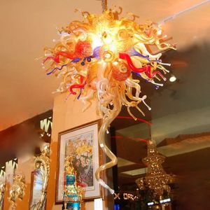 Tiered Murano Pendant Lamps LED Lights and Lighting Flush Mounted Handmade Blown Glass Chandelier 24 by 40 Inches