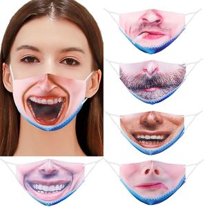 Maschera per la bocca in cotone antipolvere riutilizzabile universale Stampe divertenti lavabili Maschere per la bocca con copertura per il viso di design