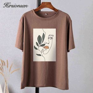 Hirsionsan gótico gráfico t camisa feminina verão oversized algodão t casual caráter estético impresso o pescoço topos 220207