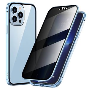 Privacidade 360 ​​ímã completo ímã de adsorção moldura de metal casos para iphone 13 12 11 pro máximo mini xs xr 8 7 mais tampa magnética com vidro temperado