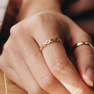 Pleciony 14K złoto Wypełnione Knuckle Boho Gold Biżuteria Anillosa Mujer Minimalistyczny układanie Czeski Pierścionek dla kobiet