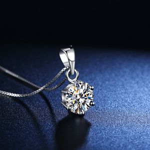 BOEYCJR 925 Silver 0.5ct 1ct 2ct F color Moissanite VVS Engagement Elegant Wedding Pendant Necklace for Women Anniversary Gift Q0531