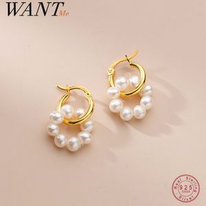 Querme 925 Sterling Prata Natural Círculo Baroque Pearl Brincos Para As Mulheres Punk Fine Europeu Gótico Jaqueta Jóias 220218