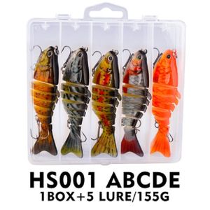 5pcs/box 15.5g 10cm Multi 7 Sections Fishing Lures Simulation Bait Hard Bait For Saltwater Freshwater Trout Bass Salmon