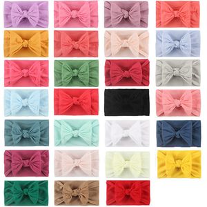 Cute Solid Baby Girl Turban Headband Soft Nylon Headwraps Bow Knot Headbands Accessori per capelli elastici per bambini