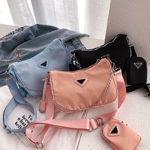 Marken-Muttertasche Neue Damen-Innenrahmen-Packs Unterarmtasche Drei-in-Eins-Nylon-Hobo-Ketten-Schulter-Kurier Mode Damentaschen schwarz blau rosa