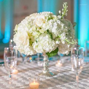 Beyaz Çiçekler Düğün Düzenlemeleri toptan satış-Yapay İpek Çiçek Beyaz Pembe Ortanca Buket Masa Çiçek DIY Düzenleme Düğün Ev Dekorasyon Centerpiece Fake1