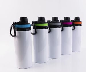 Sublimation Aluminum Blanks Water Bottles 600ML Heat Resistant Kettle Sports Cups White Cover Cup With Handle by sea
