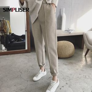 Woolen Harem Pants Women Thickened Warm Winter Trousers Plus Size 5XL Vintage Nylon Mom Pants Black Beige Khaki Pantalon Femme 201106