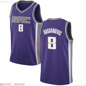 Bogdan cucite personalizzate Bogdanovic #8 Jersey White Purple XS-6XL Maglie da basket maschile