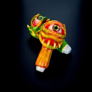 2024 NEW 5 inch Monster Glass Smoking Pipe Glow in the dark Unique Tobacco Pipes Cool Handmade Collectibles Smoke Bowl Hand Blown Evil Gift