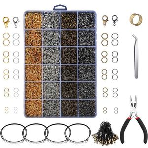 3143Pcs Risultati Dei Monili Creazione di Gioielli Starter Kit Con Anelli di Salto Aperti Chiusure Per Aragosta, Pinze Collana Cerata Nera Cor