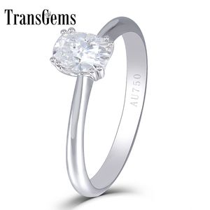 Transgems 14K 화이트 골드 센터 2CT 7x8mm 쿠션 컷 F 컬러 실험실 성장 Moissanite 약혼 반지 결혼 선물 여성 Y200620