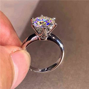 5.0CT Moissanit Verlobungsring Frauen 14K Weiß Gold Plattiert Labor Diamant Sterling Silber Eheringe Juwelierschachtel inklusive X220214