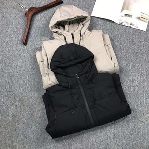 Men's winter cotton vest to keep warm and fashionable natural color vest with hood for outer wear high quality leisure style Size M-XXXXL