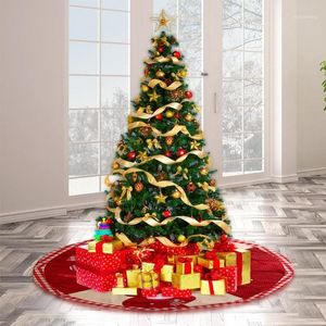 Julekorationer mjuka röda träd kjolar runt plysch tyg spets förkläde filt matta täcker hemfest dekorativa leveranser vackra1