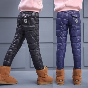 Vinterpojkar flickor bomull vadderade byxor värma ner bomullsbyxor byxor tjocka avslappnade unisex barn kläder barn baby leggings lj201019