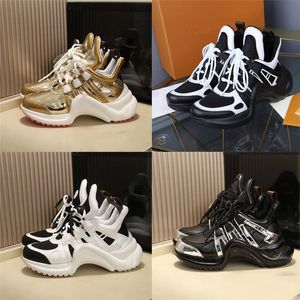 Designer Casual Shoes Archlight äkta läder sneakers Menser Kvinnor Dadskor Fashion Luxury Black White Silver Bowable Bows Platform Populära Stylish 36-46 Box