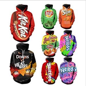 Erkekler Kadınlar Moda 3D Kapüşonlular Ramen Gıda Baskı Gevşek Kapşonlu Sweatshirt Casual Kazaklar