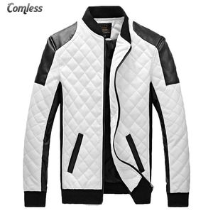 도매 가격 2020 새로운 디자인 남자의 겨울 펌프 PU 가죽 블랙 화이트 패션 슬림 한 격자 무늬 재킷을위한 남자 드롭 컨칭