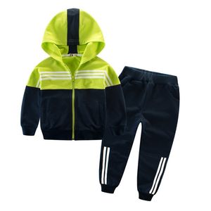 Crianças roupas esportes terno para meninos e meninas com capuz outwears manga comprida unisex casaco calças conjunto casual tracksuit lj200916