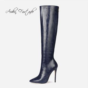 Buty Arden Furtado 2021 Moda Zimowa Elegancka Zipper Stilettos Obcasy Pomarańczowe Koleanie Wysokie Duży Rozmiar 47