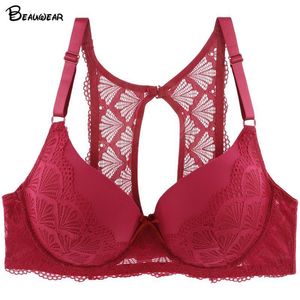 Beauwear sexy sutiã para mulheres moda brassiere não push up ajustado-correias sutiã bravo copo cheio subjuir lace íntima senhoras plus size 201202