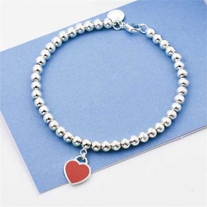 Bracciale in argento 925 da donna Mini ciondolo a cuore 4 mm con perline Coppia romantica Regalo di gioielli di compleanno con Co 220121