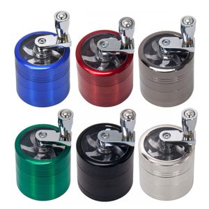 Hand-cranked Grinder High-end Smoking Accessories Zinc Alloy Material 4layer 40 mm 6 Colors Tobacco Dry Herb Crusher Cigarette Detector Grinding In Stock