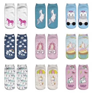 Unicorn 3D-tryck Ankle Sock Kort Vuxenduk Strumpor Kvinnor Mjuk båt Strumpor Fashion Outdoors 2 1GL O2