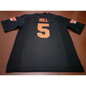 3740 Oklahoma State Cowboy # 5 Black Orange Justice Hill Alumni College Jersey Tamanho S-4XL ou Personalizado Qualquer nome ou Número Jersey