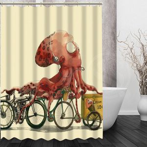 Print Art Vintage Octopus Bath Curtains New Classical Design Bathroom Modern Shower Curtain T200708