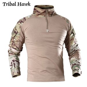 Militar camisetas Homens Tactical Airsoft Camuflagem t - shirts uniforme exército combate Paintball roupas multicam manga comprida tee y200104