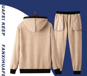 Erkekler Rasgele Eşofman Kapüşonlular Sweatshirt İçin Kış Koşu Suits Coats Pantolon Isınma Kalın Spor Kaşmir Siyah Plus Size Ropa Hombre ayarlar