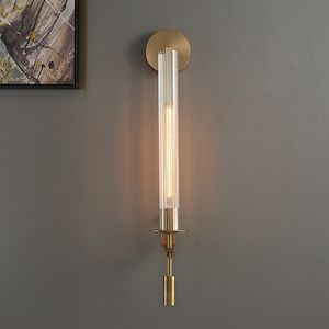 Post-modern lights luxury wall lamp living study hotel sample room pure copper decorative light