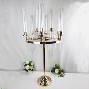 Decoration acrylic candelabra 8 arms crystal candlestick crystal candle stands for wedding table centerpieces center pieces senyu922